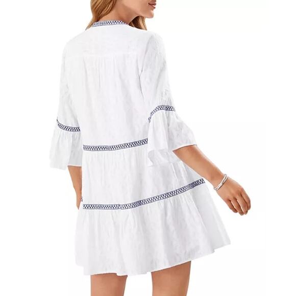 MSRP $148 Cotton Clip Embroidered Tassel Dress LARGE  SAME DAY SHIP or NEXT DAY - Picture 2 of 10